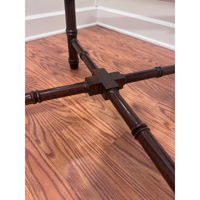 Vintage Chinoiserie Chippendale Style Mahogany Solid Wood, Glass & Brass Finish Side Table For Sale - Image 12 of 12
