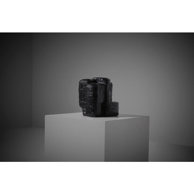 1970s Vintage Black Ceramic Cubist Sculpture, 1970s For Sale - Image 5 of 10