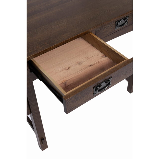 2020s Mission Quarter Sawn Oak Writing Desk - Walnut For Sale - Image 5 of 11