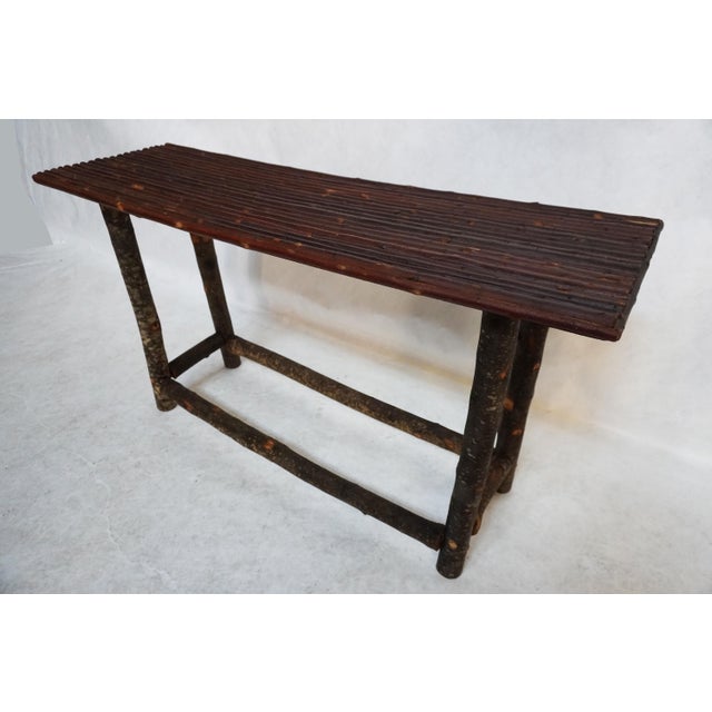 Cabin Rustic Wood and Twig Console Table For Sale - Image 3 of 16