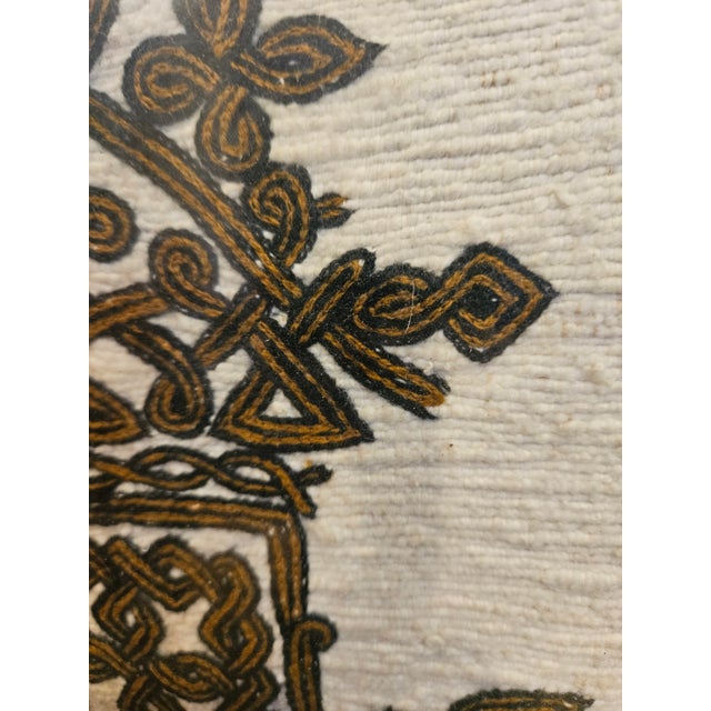 Description Striking hand-embroidered Orthodox Christian cross textile, likely of Ethiopian or East African Oriental...