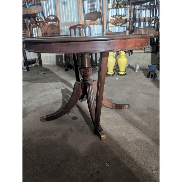 1970s Drexel Chippendale Mahogany Round Pedestal Dining Table For Sale - Image 9 of 10