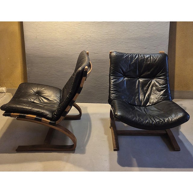 Scandinavian Kengu Lounge Chairs attributed to E. & N. Solheim for Rybo, 1970s, Set of 2 For Sale - Image 3 of 13