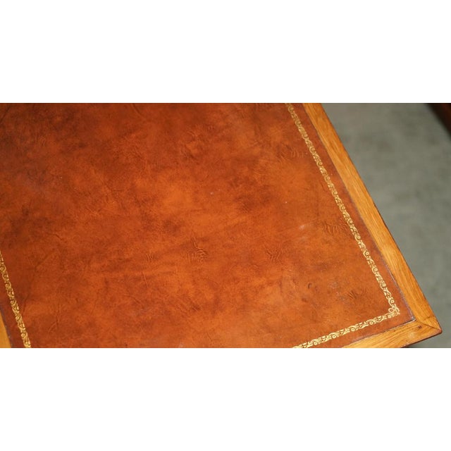 Animal Skin Flamed Hardwood & Brown Leather Sliding Book Tables, Set of 2 For Sale - Image 7 of 18