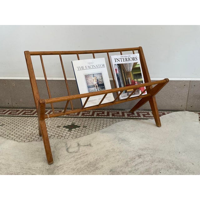 Wood Mid 20th Century Danish Modern Spindle Wood Magazine Rack For Sale - Image 7 of 10