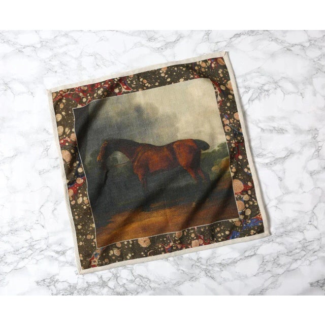 Hunt Dinner Napkins printed on a textured cotton fabric piped edges set of four of one print comes tied together for...