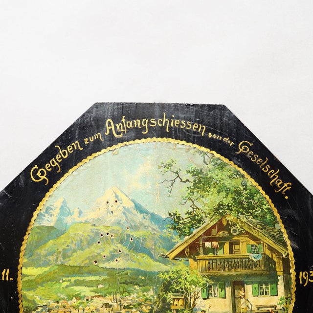 Victorian Antique Honor Target With Alpine Landscape and Chalet, Germany 1933 For Sale - Image 3 of 6