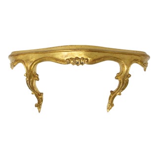 Vintage Florentine Small Gilt Wood Shelf Made in Italy For Sale