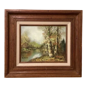 Mid 20th Century Mid Century Stunning Landscape Painting on Canvas B Framed and Signed by M. Howard