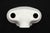 Reclaimed white ceramic faucet cover featuring two circular top openings for hot and cold tap handles, and a central front...