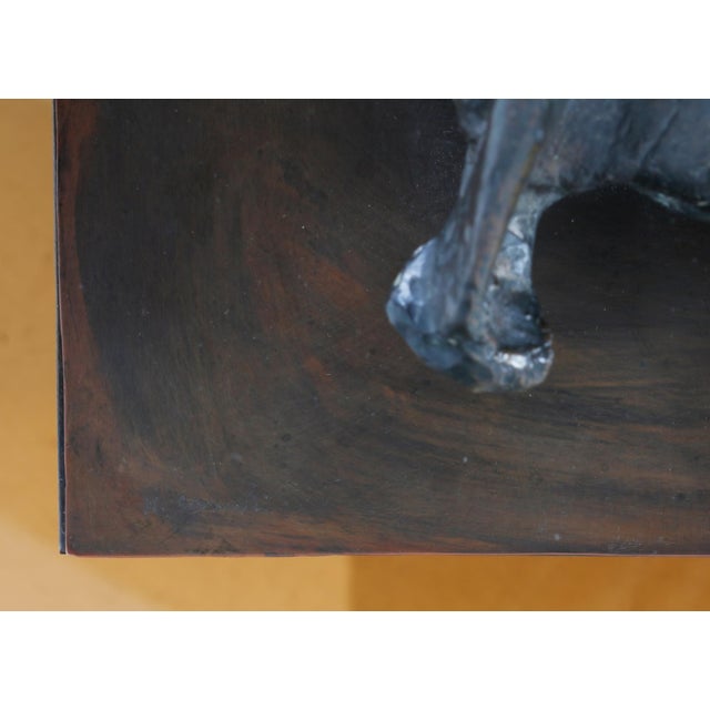 Sculpture Coffee Table in Lacquered Wood, Stained Glass, and Bronze by Nado Canuti, 1960s, in Very Good conditions....