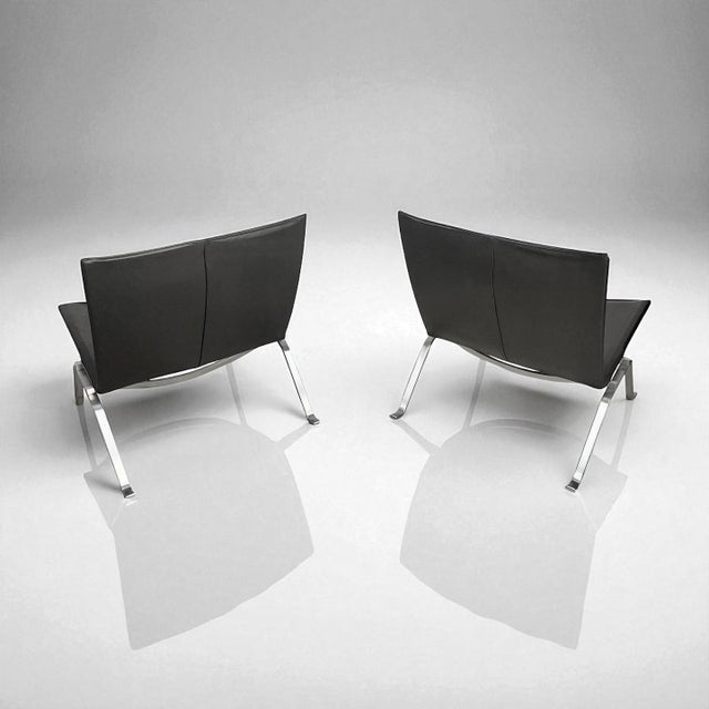 Mid-Century Modern Black Leather PK22 Lounge Chair by Poul Kjærholm for Fritz Hansen, Denmark, 1960s For Sale - Image 3 of 12