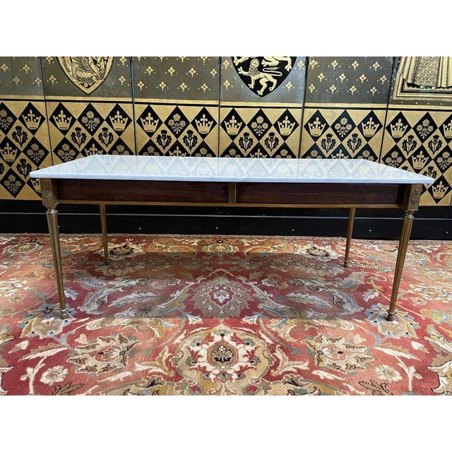 Louis Xvi Style Coffee Table in Brass and Marble For Sale - Image 9 of 9