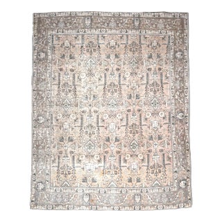 1960s Vintage Persian Handmade Wool Cotton Grey Area Rug For Sale
