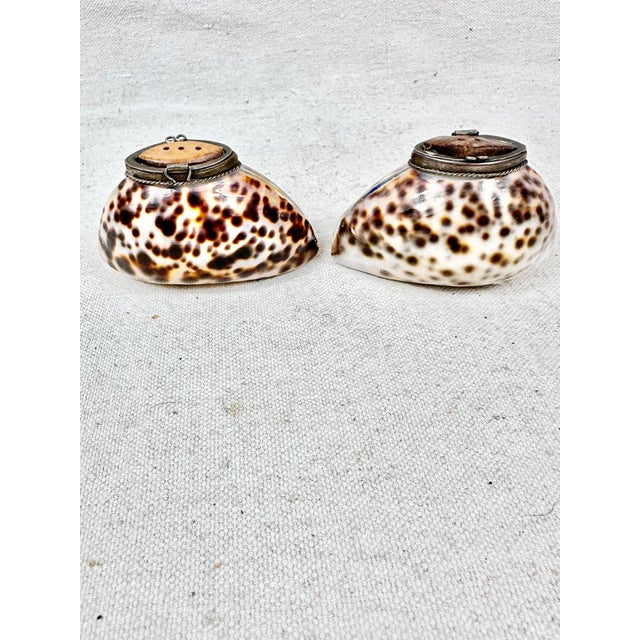 Lovely pair of vintage shell salt and pepper shakers. Great coastal accent to add to any kitchen or dining space. These...