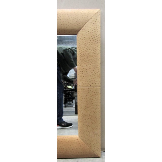 2000 - 2009 Large Faux Ostrich Leather Framed Wall Mirror For Sale - Image 5 of 9