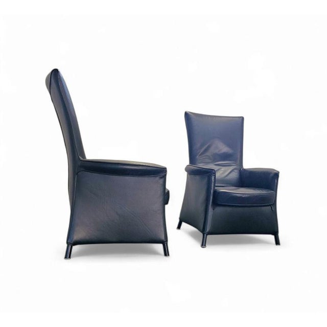 Lounge Chairs in Black Leather by Paolo Piva, Set of 2 For Sale - Image 17 of 18