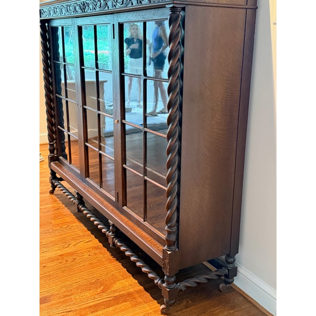 Jacobean 19th Century Jacobean Wide Bookcase For Sale - Image 3 of 12