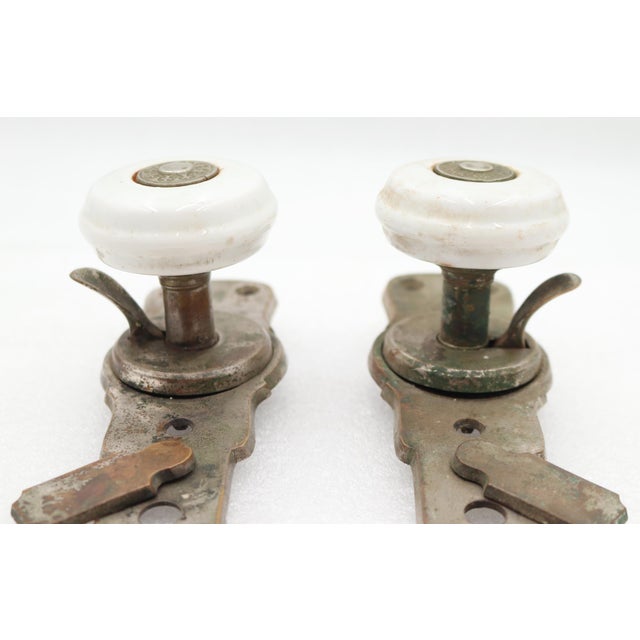 Antique 1870s Gilbert Patent Lever Door Knob Set For Sale - Image 4 of 5