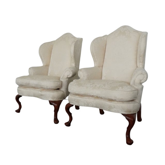 Fairfield Vintage Fairfield White Wing Back Chairs (Set of 2) For Sale - Image 4 of 16
