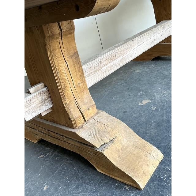Vintage Rustic Trestle Table For Sale - Image 12 of 14