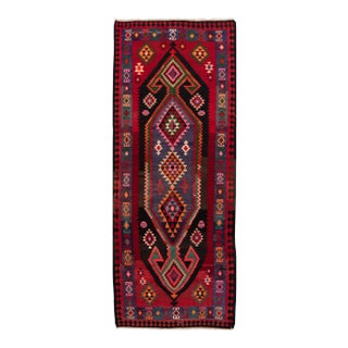 Mid-20th Century Vintage Kilim Rug 5' X 12' 10'' For Sale