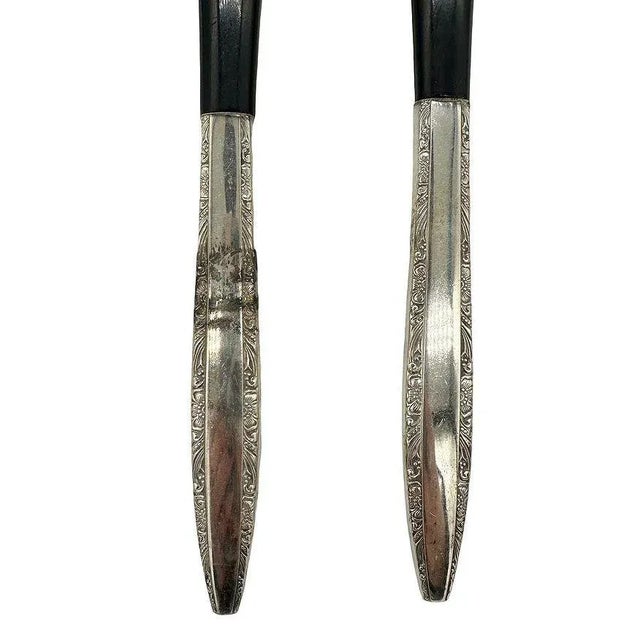 Mid-Century Modern 1950s Modernist Sterling Salad Servers by Wallace Silver For Sale - Image 3 of 4