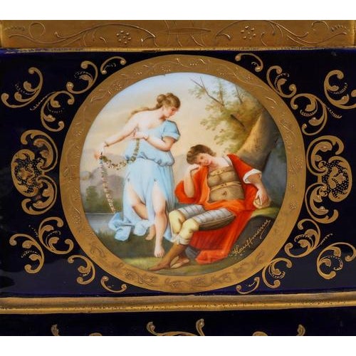 Large Antique 19th Century Porcelain Vases on Stands from Royal Vienna, Set of 2 For Sale - Image 6 of 18