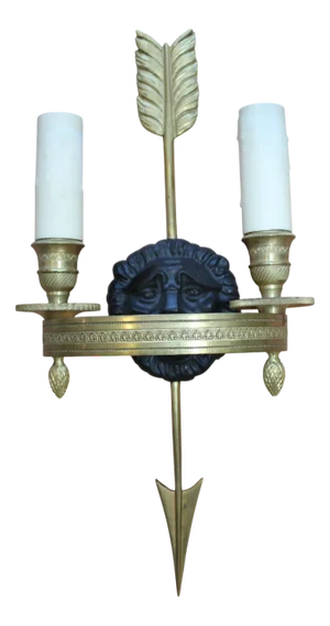 French Empire Gilt Bronze Wall Lights, 1900s, Set of 2