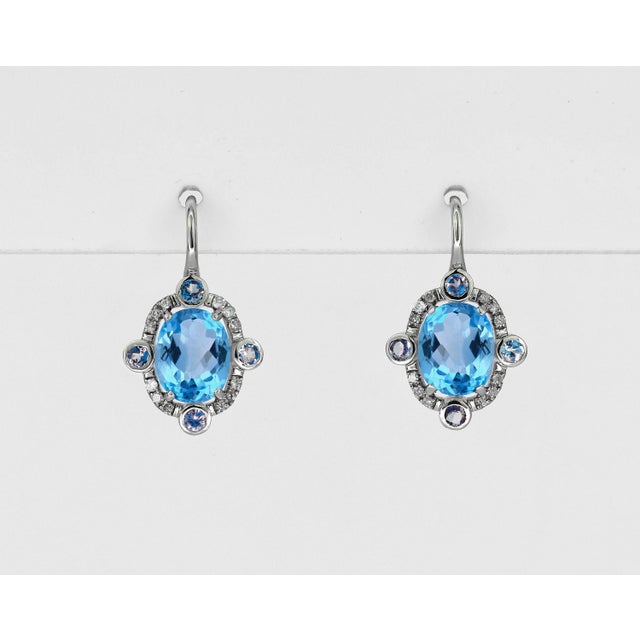 Not Yet Made - Made To Order Blue Topaz 14k Gold Drop Earrings - 2 Pieces For Sale - Image 5 of 6