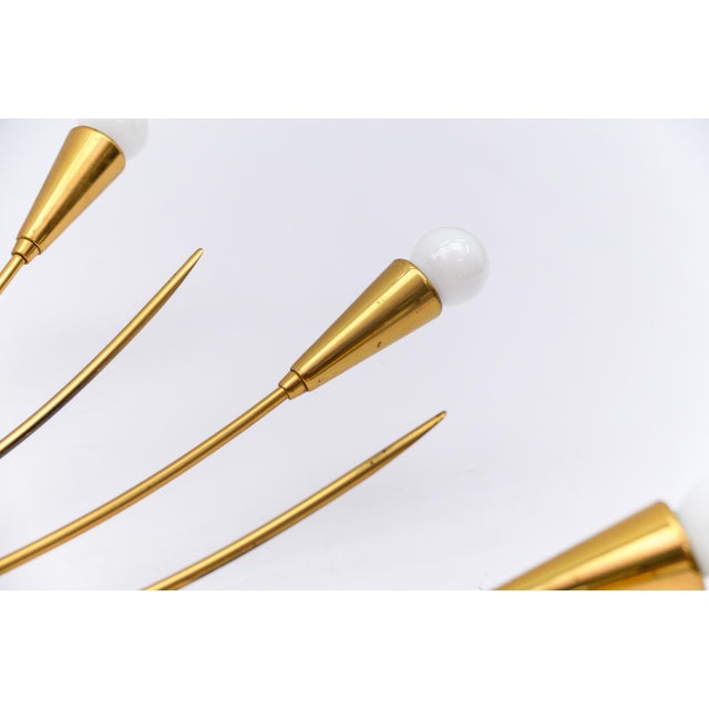 Large Mid-Century Modern 12-Arm Brass and Glass Sputnik Lamp, Germany, 1950s For Sale - Image 12 of 18