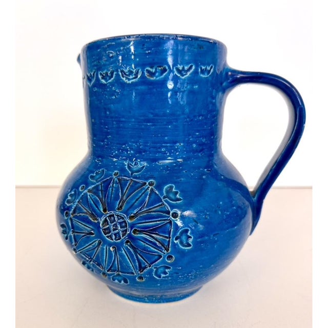 Bitossi Handmade Rimini Blue Lacquered Ceramic Jug by Aldo Londi for Bitossi, Italy, 1960s For Sale - Image 4 of 12