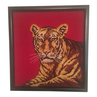 Regency Tiger Needlepoint Textile Art For Sale