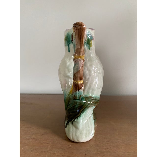 Victorian 19th Century Ceramic Majolica Bird Cockatoo Pitcher For Sale - Image 3 of 11