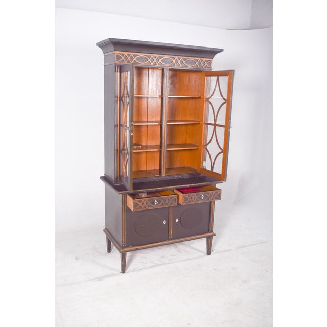 Danish Rustic Painted Cabinet with Gilt Accents For Sale - Image 13 of 14