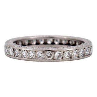 Antique Art Deco Platinum Full Eternity Band — 1.50ct Diamonds | Circa 1920, Size 6.75 For Sale