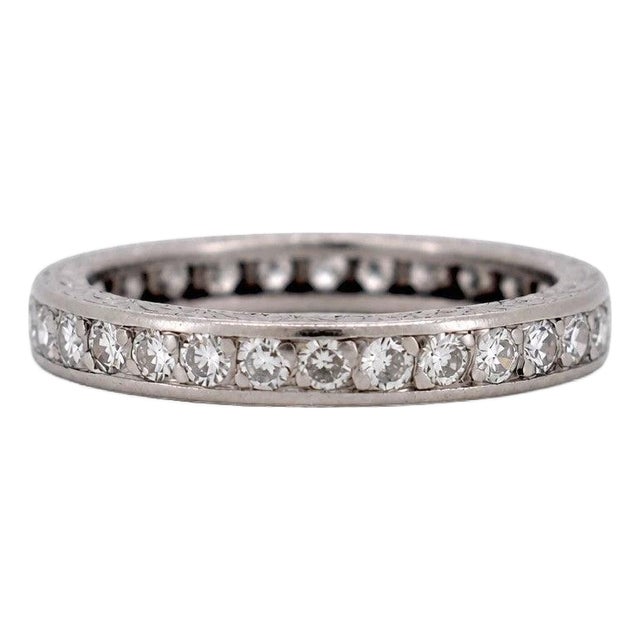 Antique Art Deco Platinum Full Eternity Band — 1.50ct Diamonds | Circa 1920, Size 6.75 For Sale