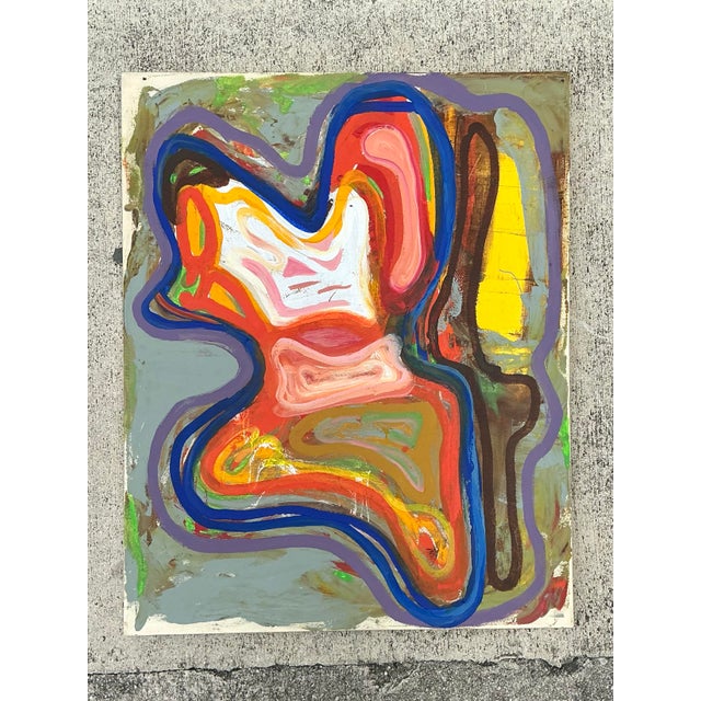Vintage Abstract Original Oil Painting on Canvas For Sale In West Palm - Image 6 of 12