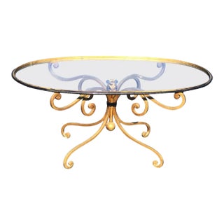 1960s French Style Oval Iron Coffee Table For Sale