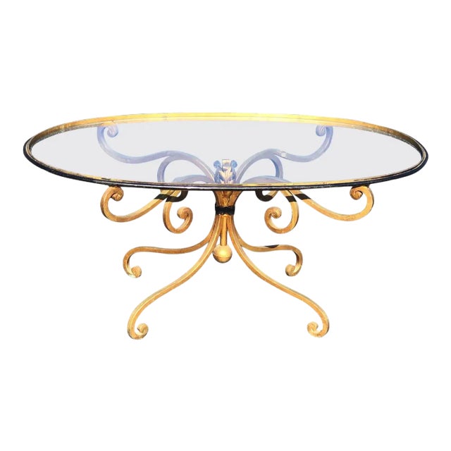 1960s French Style Oval Iron Coffee Table For Sale