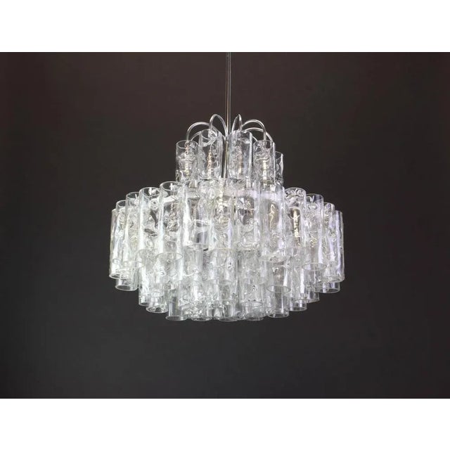 German Murano Ice Glass Tubes Chandelier by Doria, 1960s For Sale - Image 6 of 8