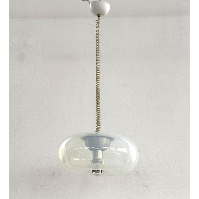 Mid-Century Italian Opaline Pendant Light Medusa by Giusto Toso for Leucos, 1970s For Sale - Image 9 of 14