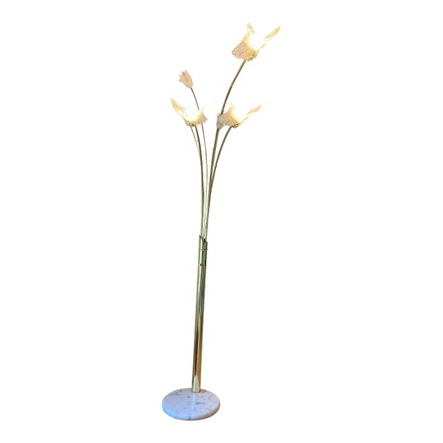 Italian Brass Glass Floor Lamp Murano For Sale