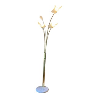 Mid-Century Italian Brass Glass Floor Lamp Murano For Sale