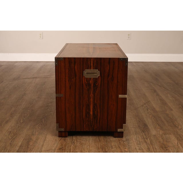Baker Campaign Style Rosewood Low Chest For Sale - Image 18 of 18