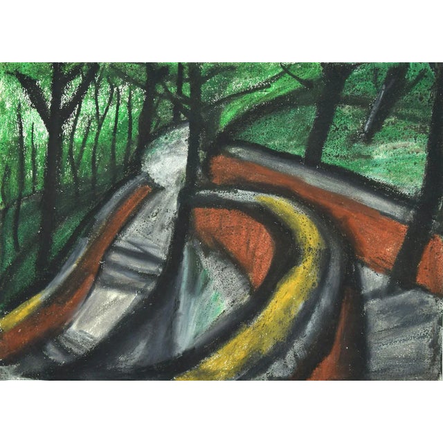 Landscape - Original Mixed Media on Cardboard by Sun Jingyuan - 1970s 1970s For Sale - Image 3 of 3