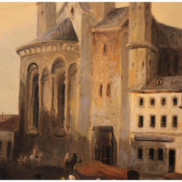 Market Scene with Mainz Cathedral, 1867, Oil on Wood, Framed For Sale - Image 8 of 12