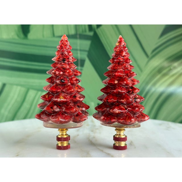 Ruby Red Christmas Tree Lamp Finial on Brass Hardware For Sale In Madison - Image 6 of 6