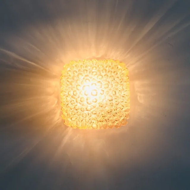 Glass Mid-Century Amber Bubble Glass Flush Mount or Wall Lamp by Helena Tynell for Limburg, Germany, 1970s For Sale - Image 7 of 9