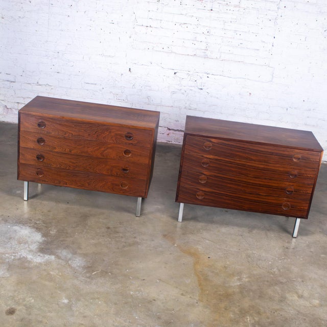 Mid-Century Modern 1960’s Mid Century Scandinavian Modern Pair of Rosewood Cabinets Rud Thygesen & Johnny Sorensen for Hansen & Guldborg For Sale - Image 3 of 18
